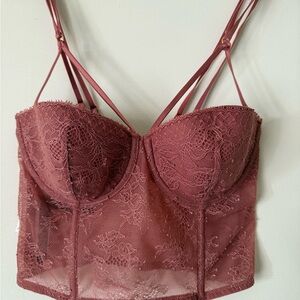 Victoria's Secret Lace Corset Top in Dusty Rose 32D